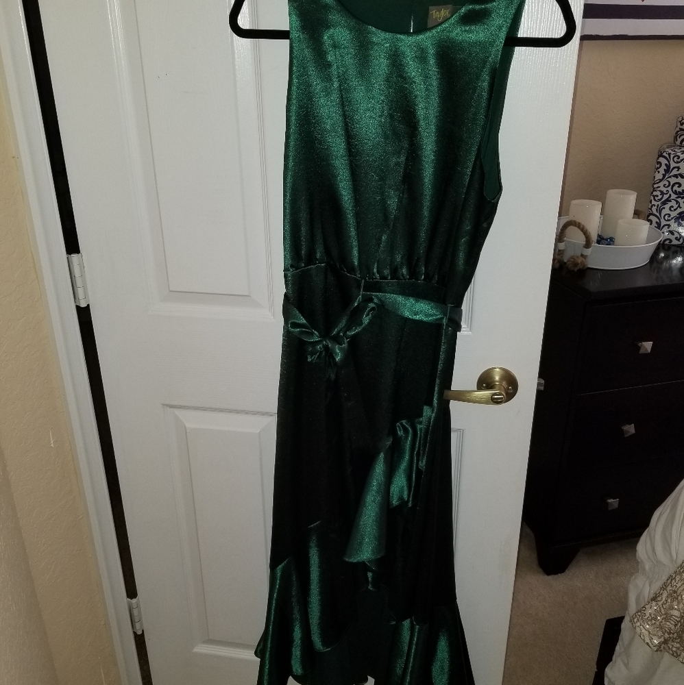 Green silk dress